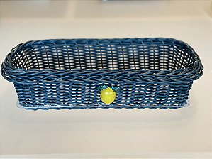 CESTA PARA PÃO DE FORMA RETANGULAR LIMÃO SICILIANO - AZUL MARINHO VIME SINTÉTICO