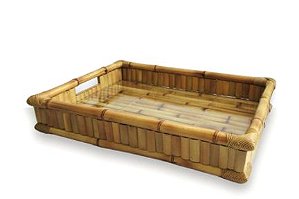 BANDEJA FERNANDA GG - BAMBU NATURAL  C/ VIDRO