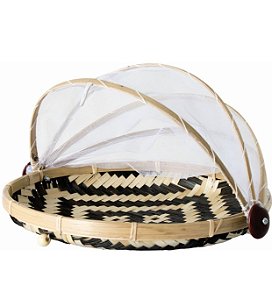 CESTA PARA PÃO / BOLO - COM COBERTURA GRANDE FUNDO PRETO