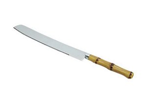 FACA P/ PAO DE AÇO INOX C/ CABO DE PLASTICO BAMBU LUXO - 31CM