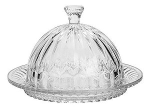QUEIJEIRA / PORTA QUEIJO DE CRISTAL C/ TAMPA RENAISSANCE 20CM