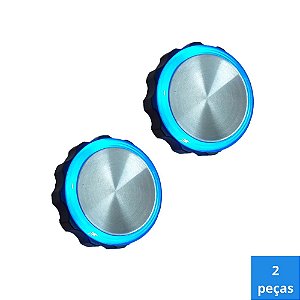 Kit 2 Botões Côncavo de Chamada de Elevador 4 vias Aço Escovado Led Azul