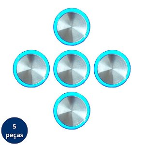 kit 5 botões chamada de elevador côncavo 3 vias led azul