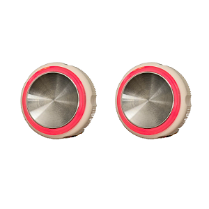 Kit 2 Botão Neo Otis Côncavo Espelhado Led Vermelho 4 Vias