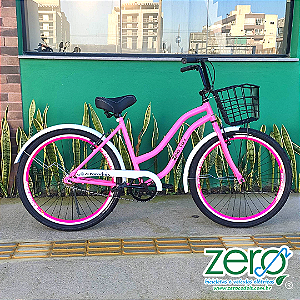 Bicicleta 26 Zero Beach Retrô 26 Pink/Branca
