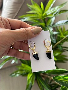 Brinco de Obsidiana - Dourado