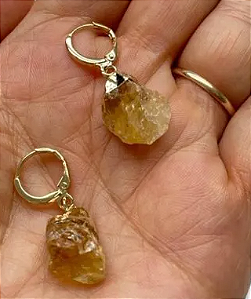 Brinco Bruto Citrino - Cristal