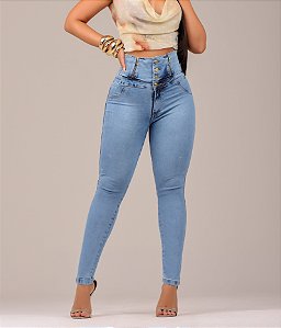 Calça Jeans Feminina Ziper No Cós Com Elastico Levanta Bumbum Lançamento