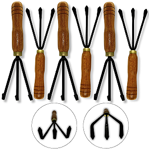 Ancinhos 3 Dentes Para Horta Jardim P/ Aerar Solo Plantar - 6 peças