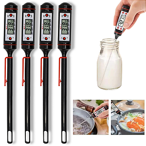 Kit 4 Termômetros Culinário Digital Espeto Alimento Bebida Cozinha