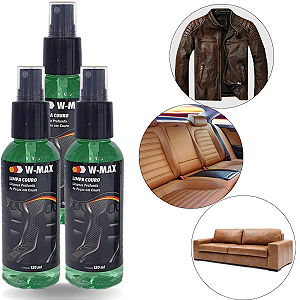 3 Spray Limpa Couro Automotivo Bolsa Jaqueta Bancos W-max