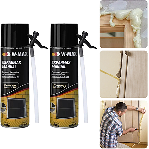 Kit 2 Espumas Expansiva 500ml Vedação Isolamento Porta Janela - W-max