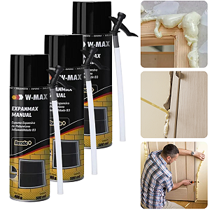 Kit 3 Espumas Expansiva 500ml Vedação Isolamento Porta Janela - W-max