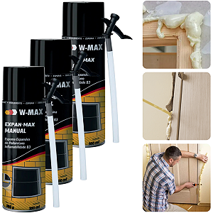 Kit 3 Espuma Expansiva 300ml Vedação Isolamento Porta Janela W-max