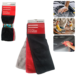 3 Flanelas Pano De Microfibra Para Polir Secar Limpar - Wurth
