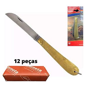 12 Pçs - Canivete Latão Escama Dourado Inox Corneta (-30% off)