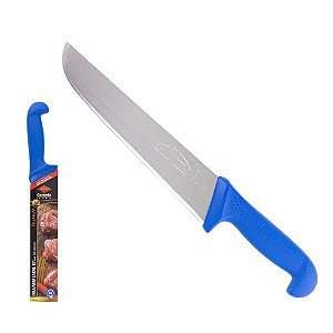 Faca Carne Açougue Churrasco 10" Profissional - Corneta Premium Azul