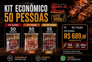 Kit Econômico Espetinhos para 50 Pessoas