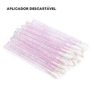 Aplicador Descartável Gliter Rosa Claro 50 unidades