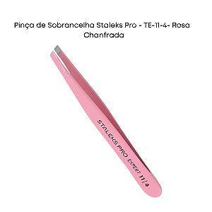 Pinça de Sobrancelha Staleks Pro - TE-11-4- Rosa - Série Expert - Chanfrada