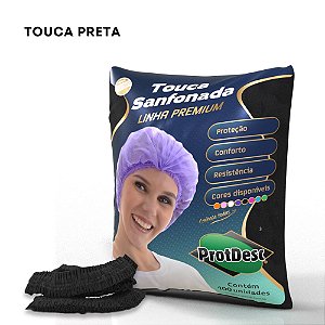 Touca sanfonada Preta Protdesc ( 100un )