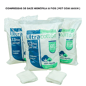 Compressa de Gaze 13 Fios com 500 unidades