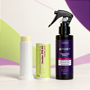 Kit Sport Vizeme: Stick Multifuncional Facial Incolor FPS 60 14g + Spray Extreme Sport (2 produtos)