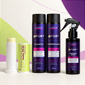 Kit Sport Vizeme: Stick Multifuncional Facial Incolor FPS 60 14g + Shampoo, Condicionador & Spray Training Extreme Sport (4 produtos)