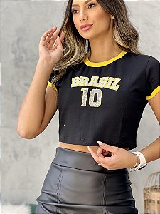 Cropped bordado Copa Brasil (preto)
