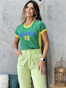 Blusinha bordada Copa Brasil (verde)