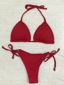 Biquini cortininha empina bumbum amarrar (vermelho)