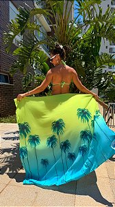 Pareo Canga Resort - Coqueiro Neon com Azul