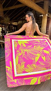 Pareo Canga Resort - Folhagem Pink Neon