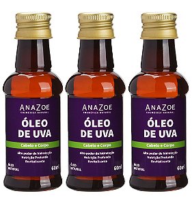 Kit Óleo de Uva Cabelo e Corpo 60ml Anazoe 3 Unidades