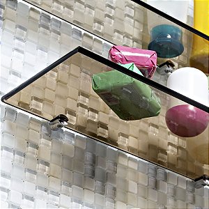 Prateleira Borda Reta Suporte Visível Vidro Bronze 40x15x0,08cm Hab Home