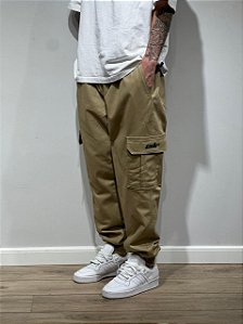 CALÇA CARGO JOGGER SARJA PREMIUM (bege)