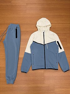 CONJUNTO MOLETOM TECH (creme/azul)