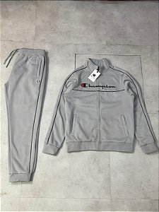 CONJUNTO TRACKSUIT CHAMPION “Contrast Line Script” (cinza)