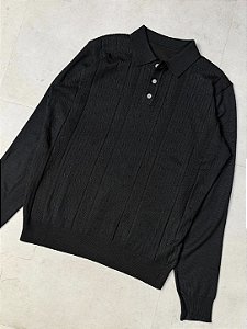 SUÉTER TEXTURIZADO BOTÃO (preto)