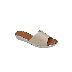 Sandália Confortável USAFLEX - Couro Vanilla Bordado