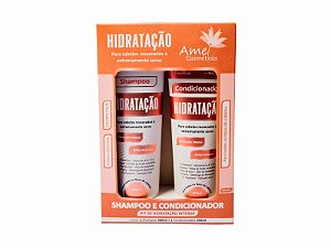 Kit 1 Shampoo 300ml + 1 Condicionador 250ml Hidratação Intensa - Amei Cosméticos