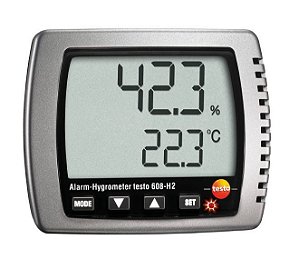 Termohigrômetro para Medição Umidade,  Ponto de Orvalho, Temperatura, com Alarme de Led - Testo 608 H2
