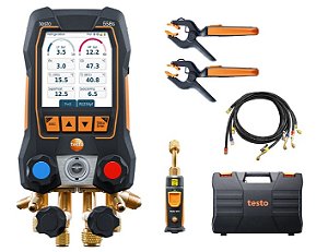 Kit Smart Vácuo Manifold Dig. Intelig. com Sondas de Temp. e Vácuo Sem Fio e Conjun de Mangueiras Testo 558S - 0564 5583