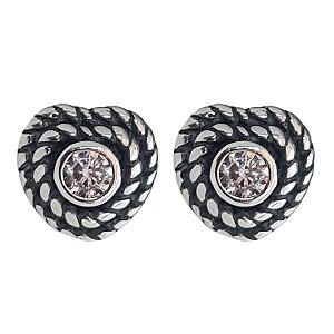 Brinco Coração Boho com Zircônia Prata 925