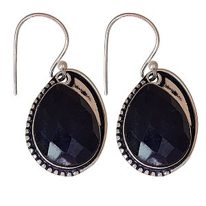Brinco Safira Indiana Gota Slim de Prata 925
