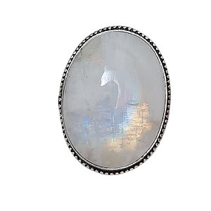 Anel Pedra da Lua Champanhe de Prata 925