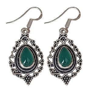 Brinco Jade da Malásia Gota de Prata 925