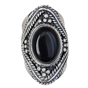 Anel Ônix Indiano Boho de Prata 925