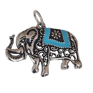 Pingente Elefante Resina de Prata 925