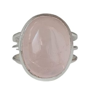 Anel Quartzo Rosa Oval de Prata 925